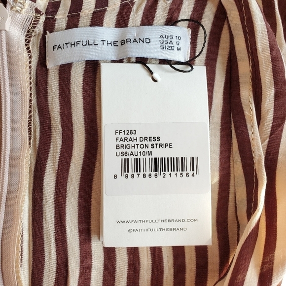 Faithfull The Brand Farah Brighton Stripe Midi Dress NWT Size 6/Medium - Picture 13 of 16